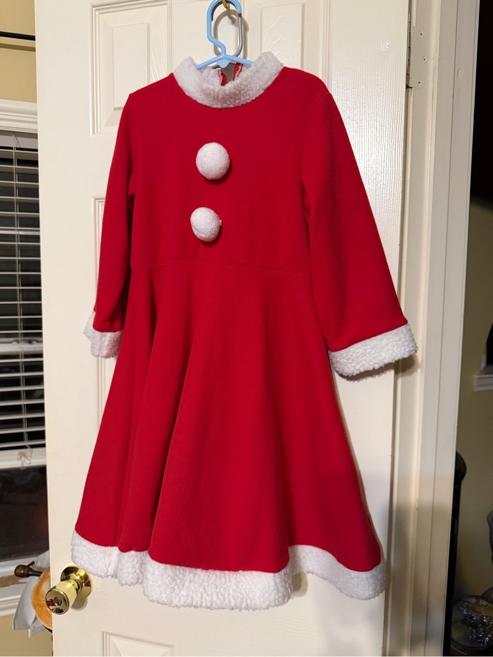 Girls Red Holiday Dress with Faux Fur Trim